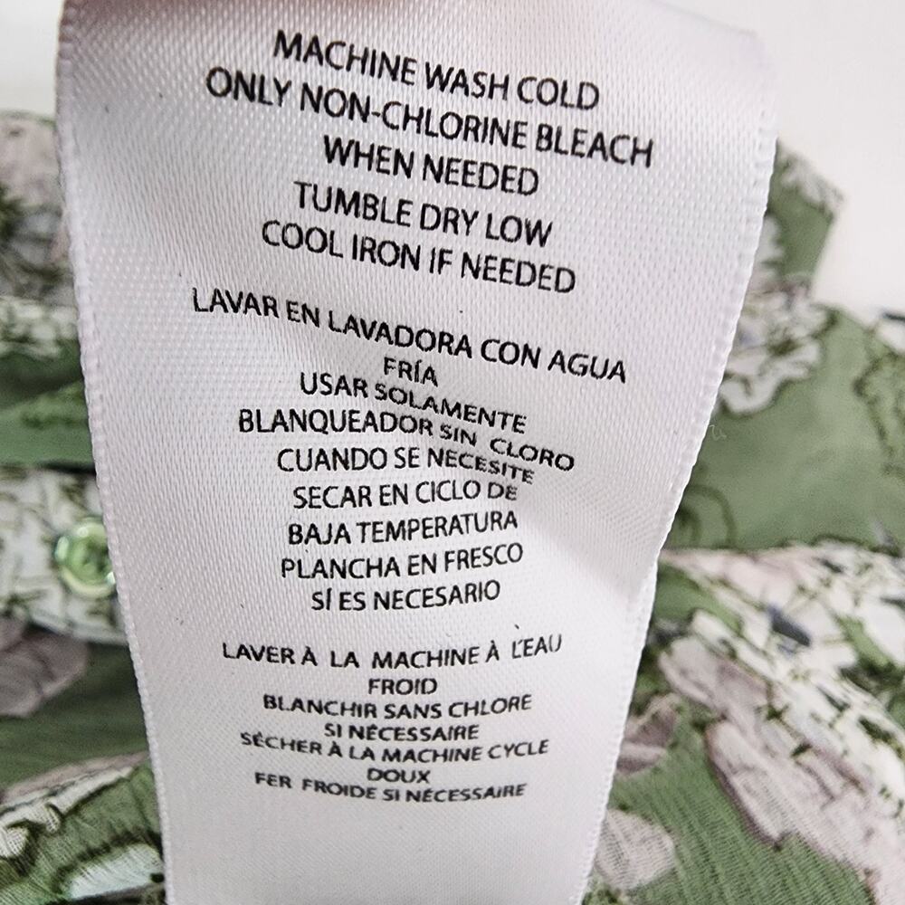 Kut from the Kloth Women's Jasmine Chiffon Button Up Shirt Green Floral Small - Picture 10 of 10